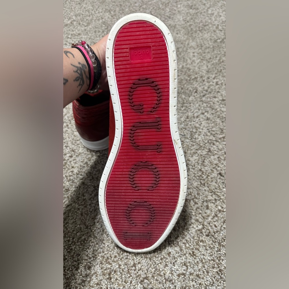 Gucci GG Hightop Red Suede Leather Men’s Fashion Sneakers Size 13 C - Picture 5 of 5